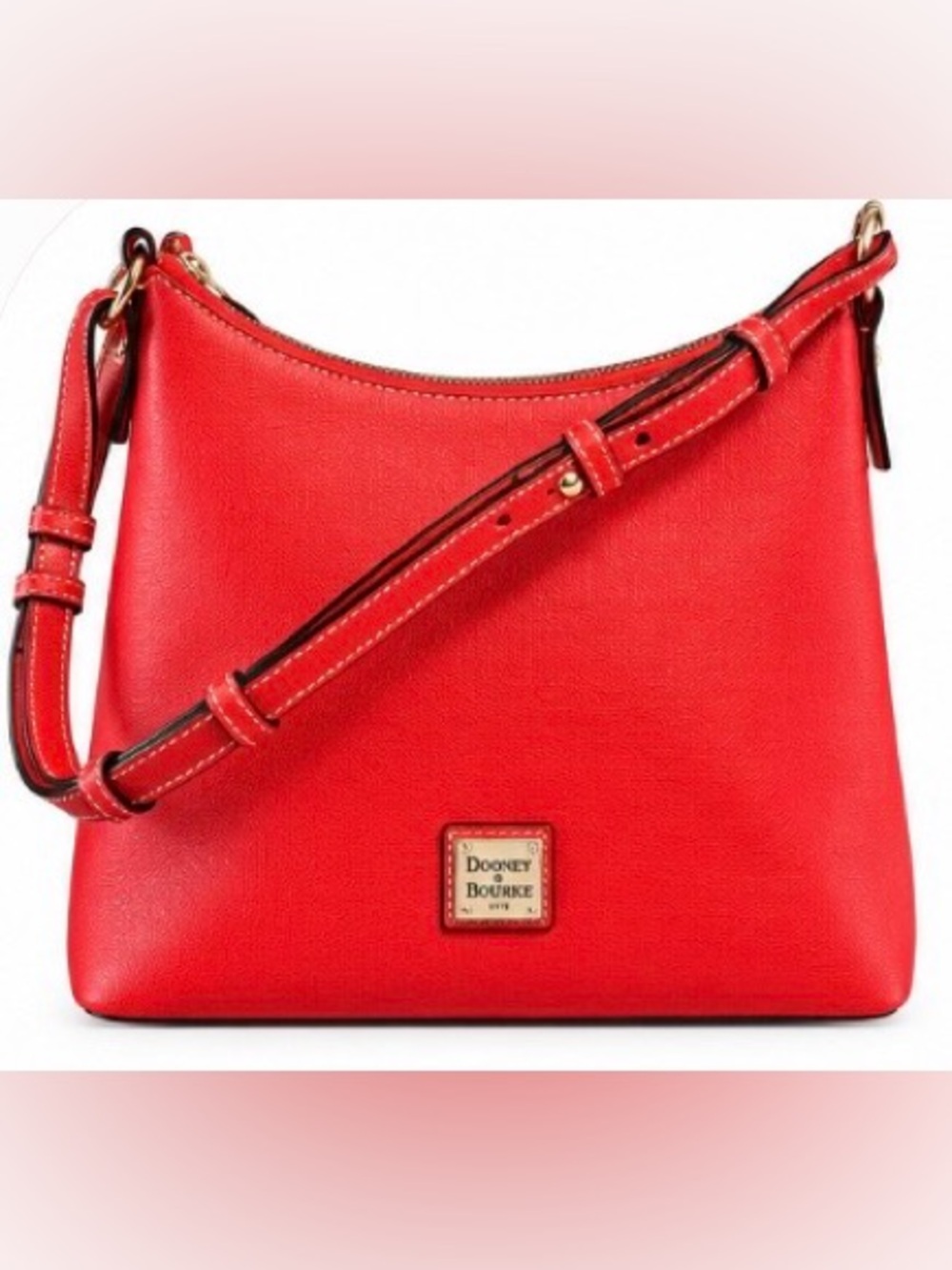 Dooney & Bourke Red Leather Shoulder Bag with Adjustable Strap